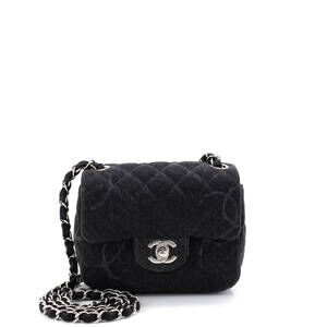 Chanel Mini Square Classic Single Flap Bag Quilted CC Printed Denim